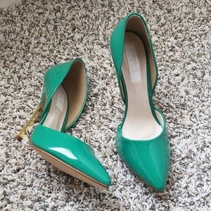Green pointy heels